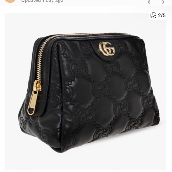 GUCCI Black Leather Matelasse Leather Cosmetic Bag! - Picture 2 of 5